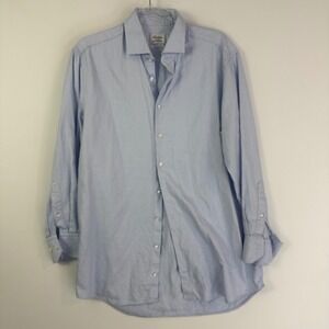 Stenströms Button Down Mens 16 41 Blue Houndstooth Fitted Extra Long Sleeve